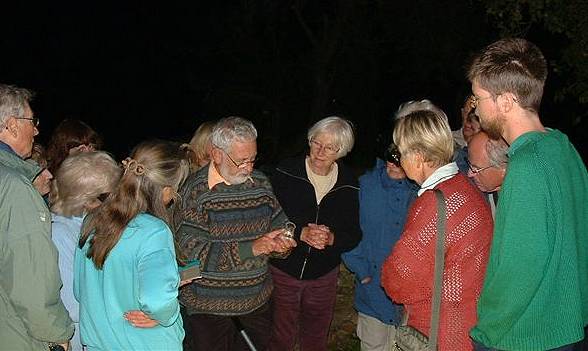 Gathered round the moth trap